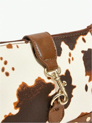 QWINEE Y2k Western Cowgirl Shoulder Bag Rivet Animal Print Hobo Bag Zipper Faux Pu Leather Clutch Purse Vintage Handbag in Saudi Arabia