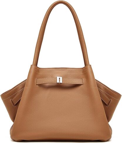 Grain Leather Tote Bags for Women, Spacious Work Tote with Magnetic Closure and Zippered Pocket, Minimalist Office Bags in Saudi Arabia