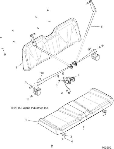 Polaris Ranger Seat Bottom Assembly, Gloss Black, Genuine OEM Part 2687938-070, Qty 1 in Saudi Arabia