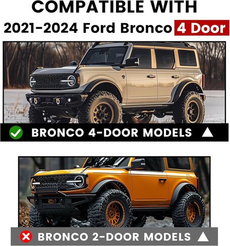 HECASA Running Boards Compatible with 2021-2025 Ford Bronco 4 Door Side Steps Nerf Bars Aluminum Powder Coated Black in Saudi Arabia