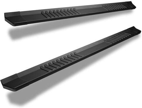 6" OE Style with Polymer Stripes Matte Black Aluminum Side Step Rail Running Boards jz Compatible with 07-18 Chevy Silverado/GMC Sierra Double (Extended) Cab in Saudi Arabia