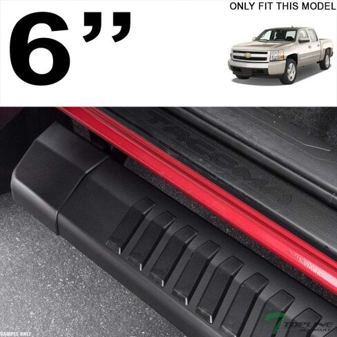 6" OE Style with Polymer Stripes Matte Black Aluminum Side Step Rail Running Boards jz Compatible with 07-18 Chevy Silverado/GMC Sierra Double (Extended) Cab in Saudi Arabia