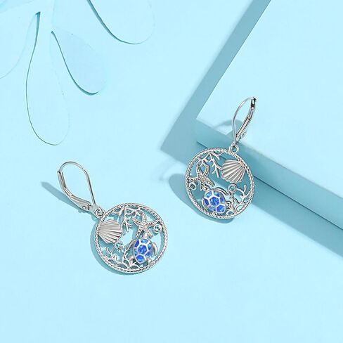 Turtle Hoop Earrings for Women Sterling Silver Cute Tortoise Animal Hypoallergenic Earrings Gifts for Women Sister Mother Wife Mother's Day Birthday in Kuwait