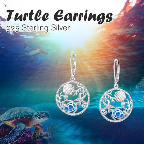 Turtle Hoop Earrings for Women Sterling Silver Cute Tortoise Animal Hypoallergenic Earrings Gifts for Women Sister Mother Wife Mother's Day Birthday in Kuwait