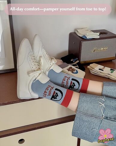Daphene Womens Cute Socks All Season | Premium Combed Cotton Breathable Soft | Cartoon Animal Patterns | Cozy Holiday Gifts in Saudi Arabia