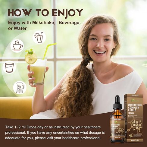 Vegan Immune Mushroom Tincture Supplement,7 in 1 Mushroom Extract Liquid Drops with Lion's Mane,Shiitake,King Trumpet,Turkey Tail,Reishi,Chaga & Cordyceps 2 fl oz (60 Servings) in Saudi Arabia