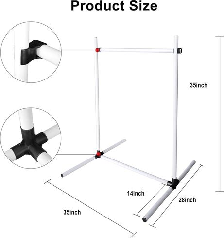معدات تدريب القفز على خفة الحركة للكلاب: دورة قفزات رشاقة الكلاب مع قضبان قفز بارتفاع قابل للتعديل متضمنة حقيبة حمل - مجموعة تدريب على حواجز القفز للكلاب في الداخل والخارج (أبيض) in Kuwait