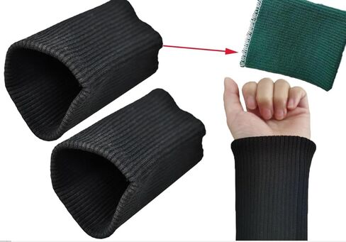 Finished Knit Cuffs for Jacket, Seamless Rib Knit Cuffs 1 Pair for Coat Sleeve Replacement (Black) in Saudi Arabia