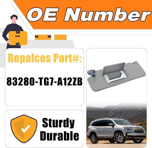 واقي الشمس من الجانب الأيسر للسائق متوافق مع Honda Pilot 2017-2021 Ridgeline 2018-2020، يحل ظل الشمس # 83280-TG7-A12ZB رمادي فاتح in Saudi Arabia