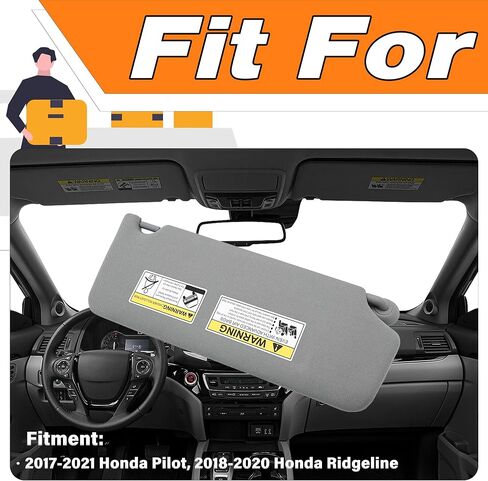واقي الشمس من الجانب الأيسر للسائق متوافق مع Honda Pilot 2017-2021 Ridgeline 2018-2020، يحل ظل الشمس # 83280-TG7-A12ZB رمادي فاتح in Saudi Arabia