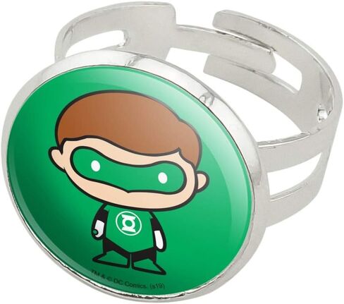 GRAPHICS & MORE Green Lantern Cute Chibi Character Silver Plated Adjustable Novelty Ring in Saudi Arabia
