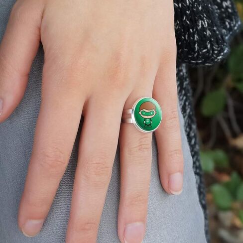 GRAPHICS & MORE Green Lantern Cute Chibi Character Silver Plated Adjustable Novelty Ring in Saudi Arabia
