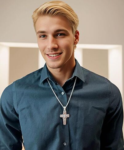 Fashion 21 Catholic Pope Francis Cross Pendant 24" Box, Cuban, Rope Chain Necklace in Saudi Arabia