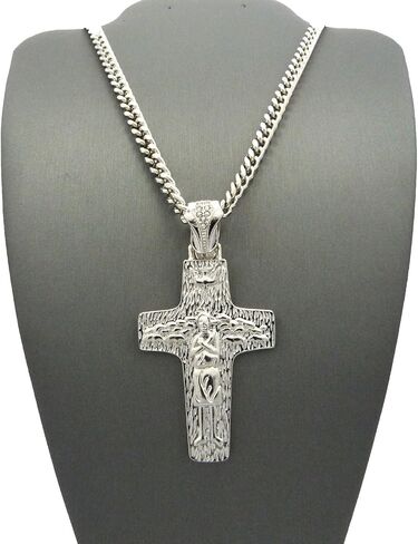 Fashion 21 Catholic Pope Francis Cross Pendant 24" Box, Cuban, Rope Chain Necklace in Saudi Arabia
