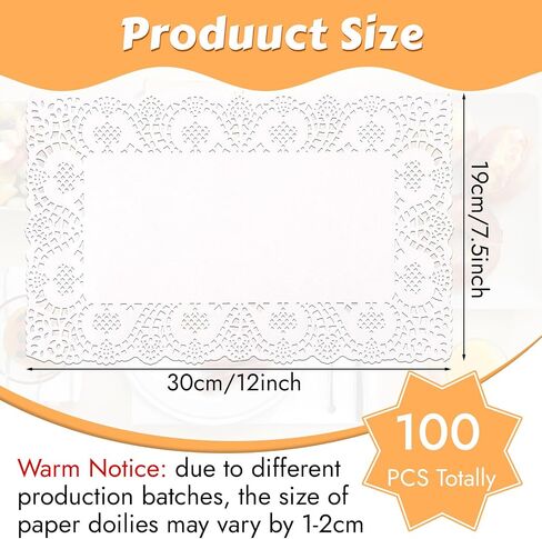 Paper Doilies Assorted Sizes, 6.5inch 8.5inch and 10.5 inch Doilies for Food, 99 Pieces Disposable Lace Paper Doilies for Tables, Round Paper Placemats Bulk for Cakes Desserts Crafts(White) in Kuwait