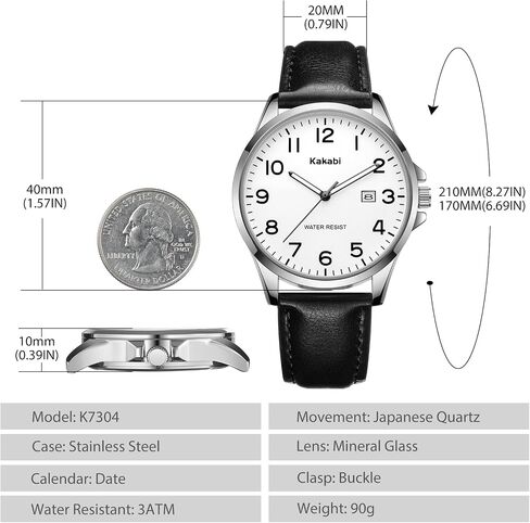 Watch for Men, Fashion Minimalist Ultra Thin Wrist Watch Waterproof Quartz Analog Date with Leather Strap in Kuwait