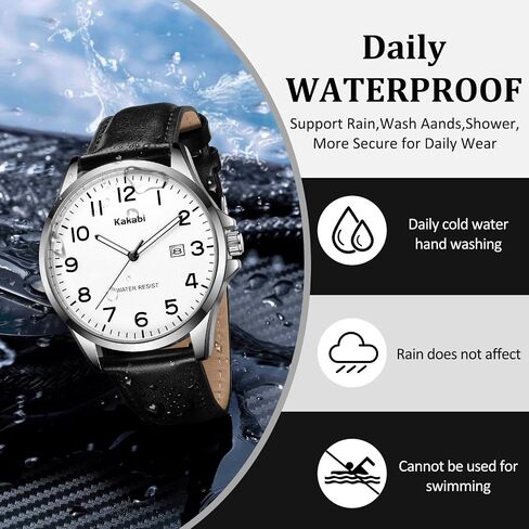 Watch for Men, Fashion Minimalist Ultra Thin Wrist Watch Waterproof Quartz Analog Date with Leather Strap in Kuwait