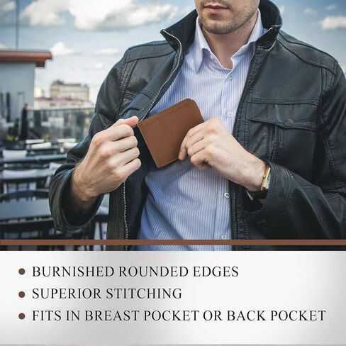 Tony Perotti Men's Italian Leather Bifold Wallet With Card Holders, Pockets, ID Window - Eco-Friendly Vegetable-Tanned Full Grain Leather Wallet Made in Italy in Saudi Arabia