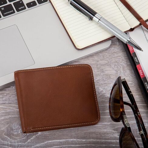 Tony Perotti Men's Italian Leather Bifold Wallet With Card Holders, Pockets, ID Window - Eco-Friendly Vegetable-Tanned Full Grain Leather Wallet Made in Italy in Saudi Arabia