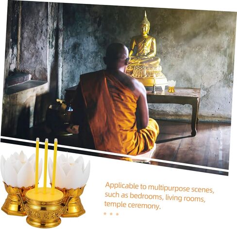 STOBAZA Decorative Electric Incense Stick Led Lotus Flower Night Light for Buddha Prayer in Saudi Arabia