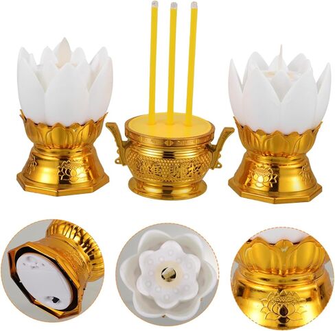 STOBAZA Decorative Electric Incense Stick Led Lotus Flower Night Light for Buddha Prayer in Saudi Arabia