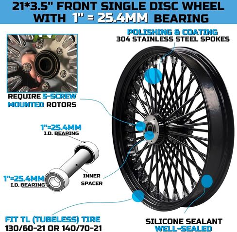 FatFlex 21 * 3.5'' Front Wheel for 00-06 Softail Harley 21 Wheel Updating, Spoke Laced 21x3.5 Fat Spoke Wheel for Harley Softail Front Wheel in Saudi Arabia