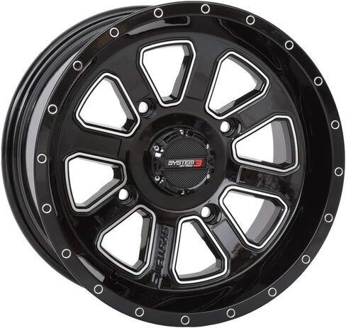 System 3 ST-4 14x7 ATV/UTV Wheel - Gloss Black (4/110) 2+5 [14S3-4111] in Saudi Arabia