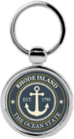 سلسلة مفاتيح Westmon Works Rhode Island Keychain معدنية تذكارية مع صورة مرساة، صُنعت في الولايات المتحدة الأمريكية in Saudi Arabia