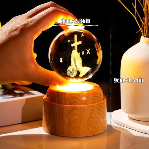 Crystal 3D Lion 2.36in Ball Figurine Gifts for Him Husband, Collectible Glass Animal Art Sphere for Room with Wooden Light Base, Keepsakes for Lion Lovers Home Decor Paperweight in Saudi Arabia