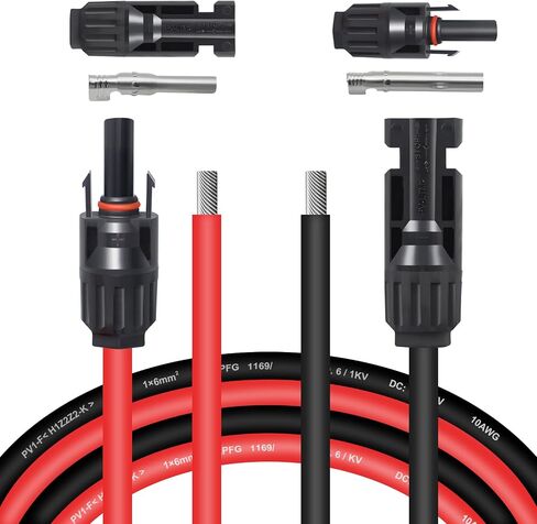 10AWG 10Feet Mc4 Extension Cable with Female and Male Connector, Solar Extension Cable with Extra Pair of Connectors for RV, Boat, Roof, Outdoor (10FT Red and 10FT Black) in Saudi Arabia