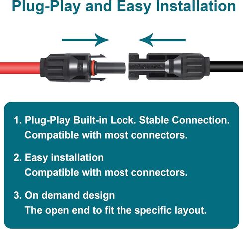 10AWG 10Feet Mc4 Extension Cable with Female and Male Connector, Solar Extension Cable with Extra Pair of Connectors for RV, Boat, Roof, Outdoor (10FT Red and 10FT Black) in Saudi Arabia