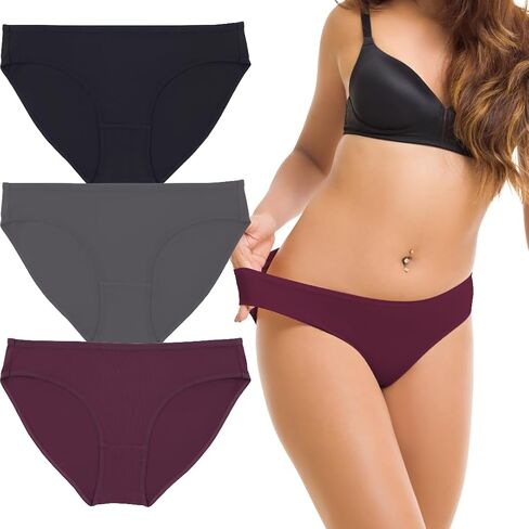 Women’s Cotton Underwear Bikini Panties Multipack – Breathable Moisture-Wicking Bikinis, Tagless Comfort Fit, 3-Pack in Saudi Arabia