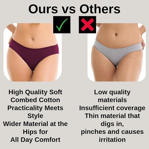 Women’s Cotton Underwear Bikini Panties Multipack – Breathable Moisture-Wicking Bikinis, Tagless Comfort Fit, 3-Pack in Saudi Arabia