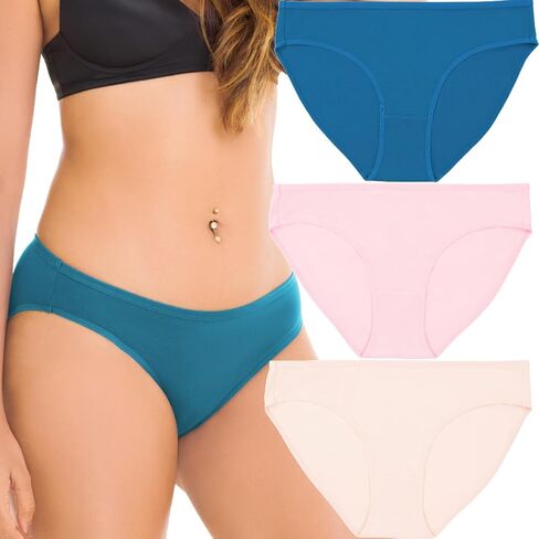 Women’s Cotton Underwear Bikini Panties Multipack – Breathable Moisture-Wicking Bikinis, Tagless Comfort Fit, 3-Pack in Saudi Arabia