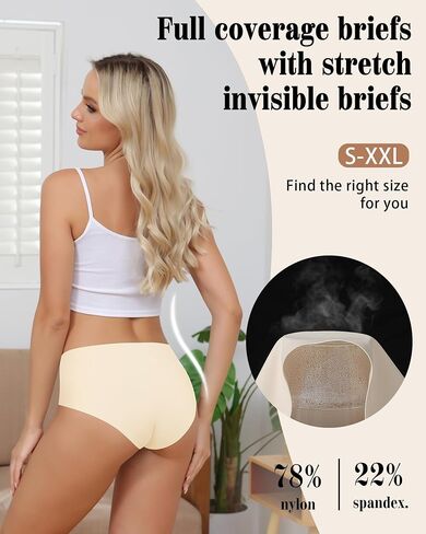 LEVAO Seamless Underwear for Women Nude Panties High Waisted Full Coverage No-Show Stretch Briefs 5 Packs in Saudi Arabia