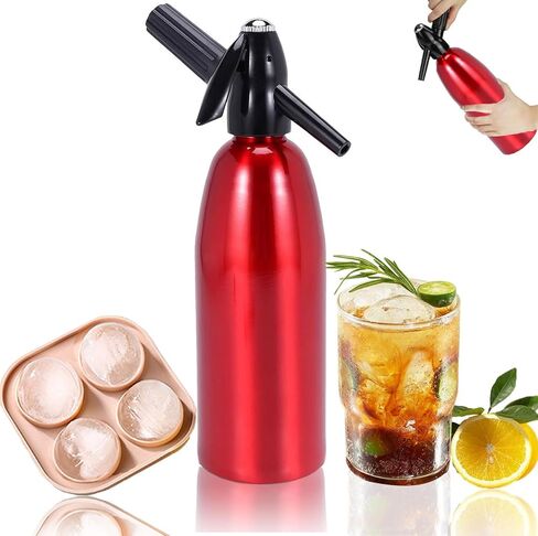 Soda Siphon,1L Carbonated Soda Maker Portable Sparkling Water Machine | Soda Maker for Home & Outdoor, Aluminium Soda Water Machine for Cocktails DIY Drinks,Use 8 gram CO2 Cartridges (Not Included) in Kuwait