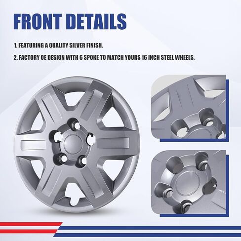 NIXON OFFROAD 16 Inch Hubcaps for 2008-2016 Dodge Grand Caravan/2008-2010 Chrysler Town&Country [Only Fit Steel Wheel] Wheel Rim Cover (Set of 4) Hub Caps Replacement for Car (Lacquer) in Saudi Arabia