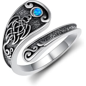 Owl/Dragon/Horse/Turtle/Fox/Frog/Raven/Hummingbird/Octopus Spoon Ring Sterling Sliver Adjustable Thumb Rings Vintage Animal Jewelry Gifts for Women in Saudi Arabia