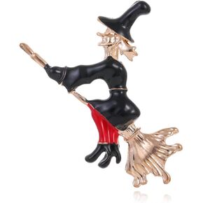 Halloween Witch Hat Brooch Pin for Women Crystal Pumpkin Black Cat Wing Brooches Lapel Pins Fashion Halloween Jewelry in Saudi Arabia