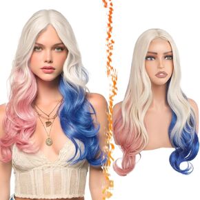 بارسدار باروكات قصيرة باللون الأزرق الداكن - شعر مستعار قصير أزرق غير متناظر على شكل بوب للنساء، شعر مستعار طبيعي سميك وناعم صناعي أنيمي كارتون كوسبلاي للحفلات الهالوين والحزن in Kuwait