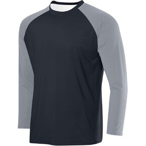 Mens Long Sleeve Shirts Casual Pullover Lightweight Crewneck Raglan Mesh Shirt Breathable Moisture Wicking Undershirt in Kuwait