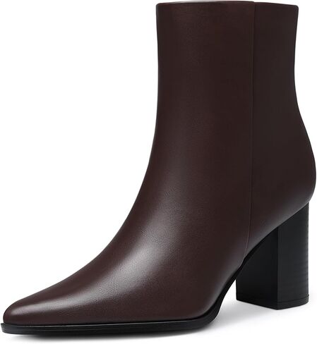 Women Heel Ankle Boots: 3.2 In Chunky Heels, Fashion Pointed Toe Short Boots, Fall Winter Booties for Night out, Office, Business, Weekend, Vacation in Kuwait