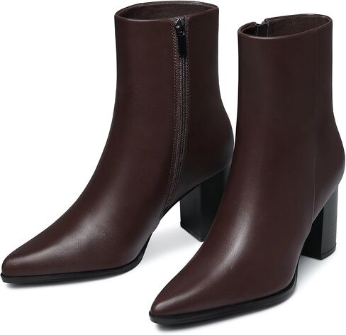 Women Heel Ankle Boots: 3.2 In Chunky Heels, Fashion Pointed Toe Short Boots, Fall Winter Booties for Night out, Office, Business, Weekend, Vacation in Kuwait
