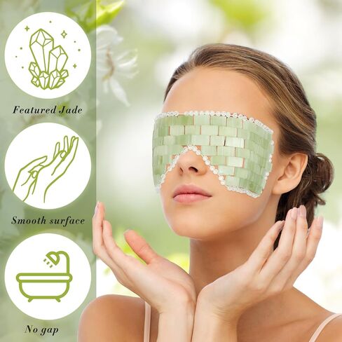 Hercicy 1 Pcs Jade Eye Mask Green Jade Stone Facial Cooling Mask for Alleviate Puffiness Face Massage Relax Eyes Relieve Migraine Meditation Beauty (Green) in Saudi Arabia