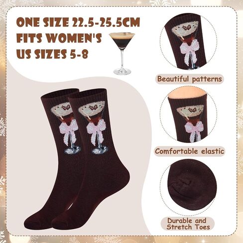 Geyoga Martini Espresso Slippers Sock Lover Gift Women Indoor Anti-slip Warm Slippers Plush Martini Slippers Christmas Gift in Saudi Arabia