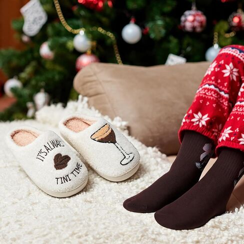 Geyoga Martini Espresso Slippers Sock Lover Gift Women Indoor Anti-slip Warm Slippers Plush Martini Slippers Christmas Gift in Saudi Arabia