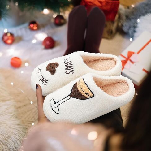 Geyoga Martini Espresso Slippers Sock Lover Gift Women Indoor Anti-slip Warm Slippers Plush Martini Slippers Christmas Gift in Saudi Arabia