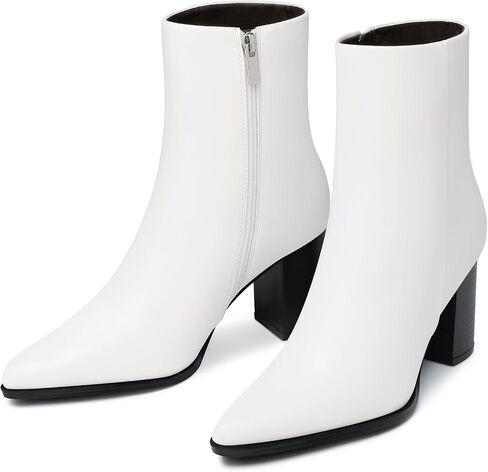 Women Heel Ankle Boots: 3.2 In Chunky Heels, Fashion Pointed Toe Short Boots, Fall Winter Booties for Night out, Office, Business, Weekend, Vacation in Kuwait