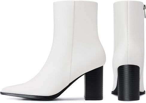 Women Heel Ankle Boots: 3.2 In Chunky Heels, Fashion Pointed Toe Short Boots, Fall Winter Booties for Night out, Office, Business, Weekend, Vacation in Kuwait