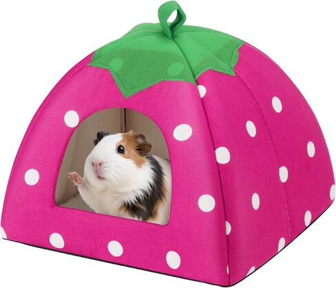 Guinea Pig Bed, Cozy Rabbit Hideout with Warm Fleece, Washable Pet Cushions, Winter Sleeping House for Small Animals in Saudi Arabia